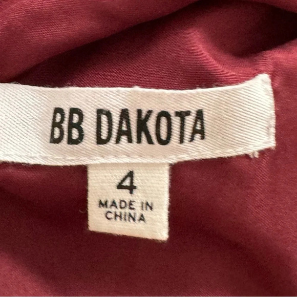 BB Dakota crushed velvet jumpsuit velour bordeaux sheen crinkled holidays US4 - Picture 5 of 5